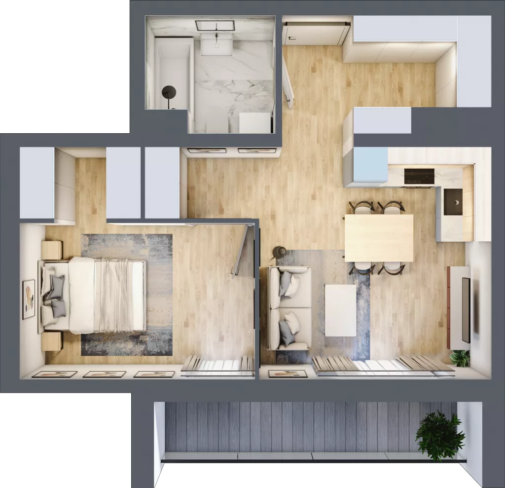 2 pokoje, mieszkanie 44,38 m², piętro 5, oferta nr A2.5.1, Emilii Plater 7, Szczecin, Śródmieście, Skolwin, ul. Miedziana 4