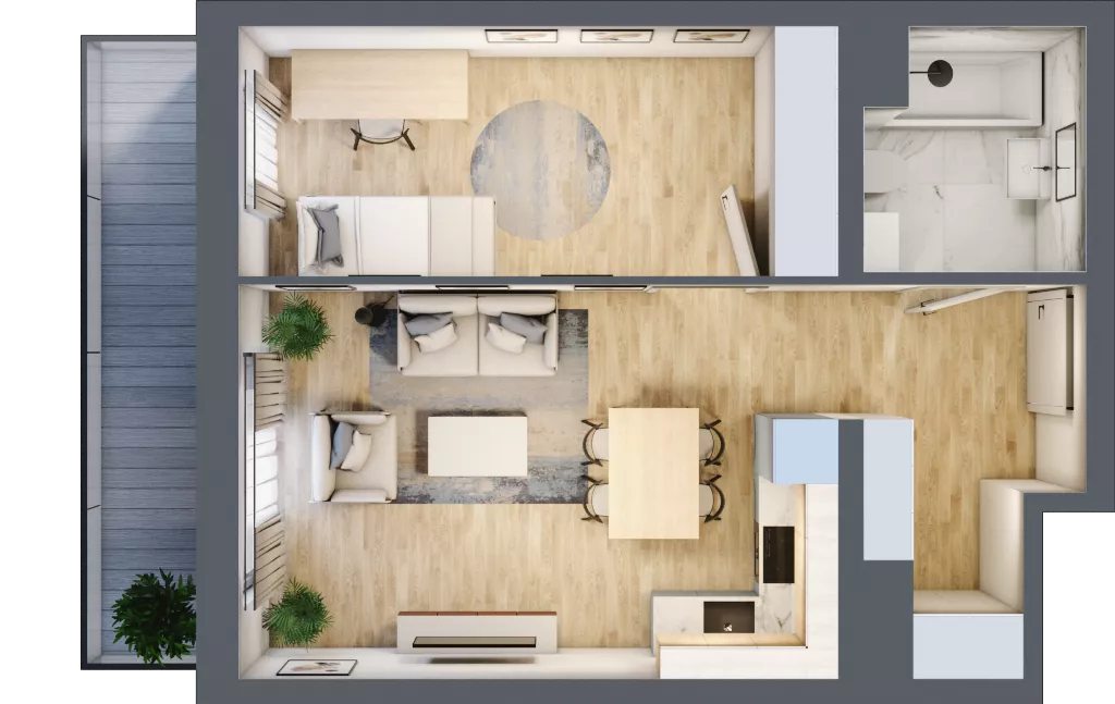 2 pokoje, mieszkanie 43,77 m², parter, oferta nr A2.0.10, Emilii Plater 7, Szczecin, Śródmieście, Skolwin, ul. Miedziana 4
