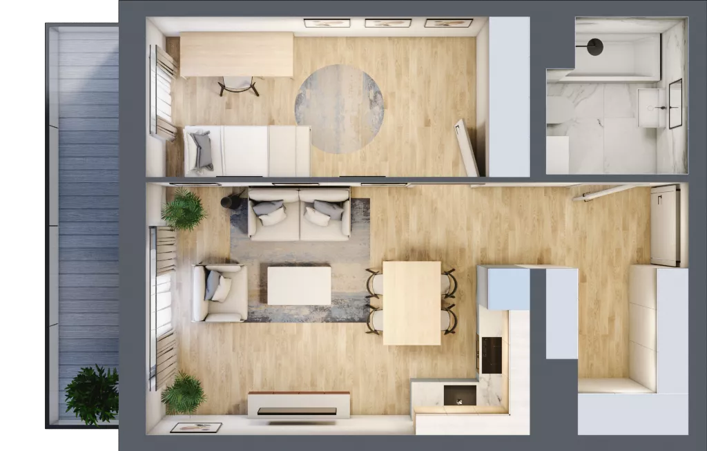 2 pokoje, mieszkanie 44,74 m², piętro 3, oferta nr A2.3.9, Emilii Plater 7, Szczecin, Śródmieście, Skolwin, ul. Miedziana 4
