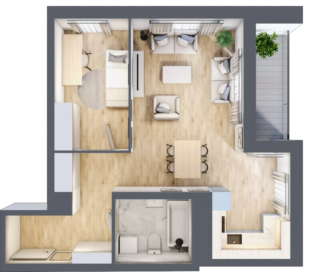 2 pokoje, apartament 51,32 m², piętro 5, oferta nr A2.5.14, Emilii Plater 7, Szczecin, Śródmieście, Skolwin, ul. Miedziana 4