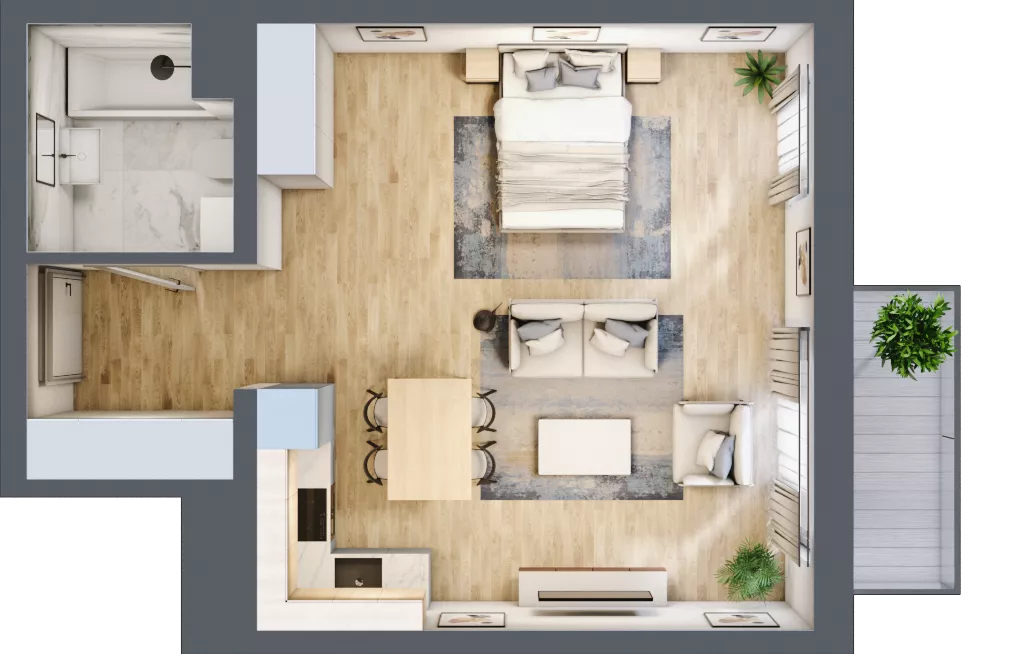 1 pokój, mieszkanie 42,16 m², piętro 5, oferta nr A2.5.12, Emilii Plater 7, Szczecin, Śródmieście, Skolwin, ul. Miedziana 4
