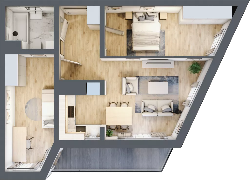 3 pokoje, mieszkanie 58,54 m², piętro 3, oferta nr B1.3.7, Emilii Plater 7, Szczecin, Śródmieście, Skolwin, ul. Miedziana 4