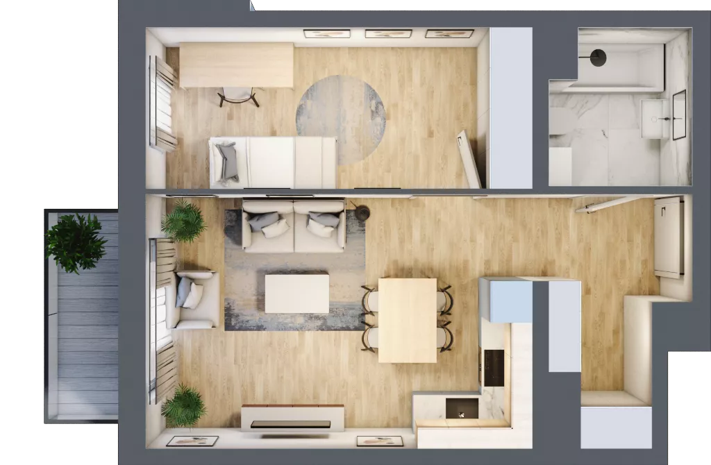 2 pokoje, mieszkanie 43,64 m², piętro 3, oferta nr B1.3.10, Emilii Plater 7, Szczecin, Śródmieście, Skolwin, ul. Miedziana 4