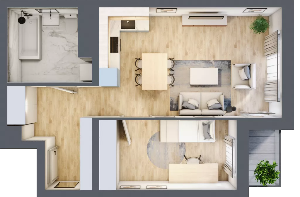 2 pokoje, mieszkanie 46,29 m², piętro 6, oferta nr B1.6.4, Emilii Plater 7, Szczecin, Śródmieście, Skolwin, ul. Miedziana 4