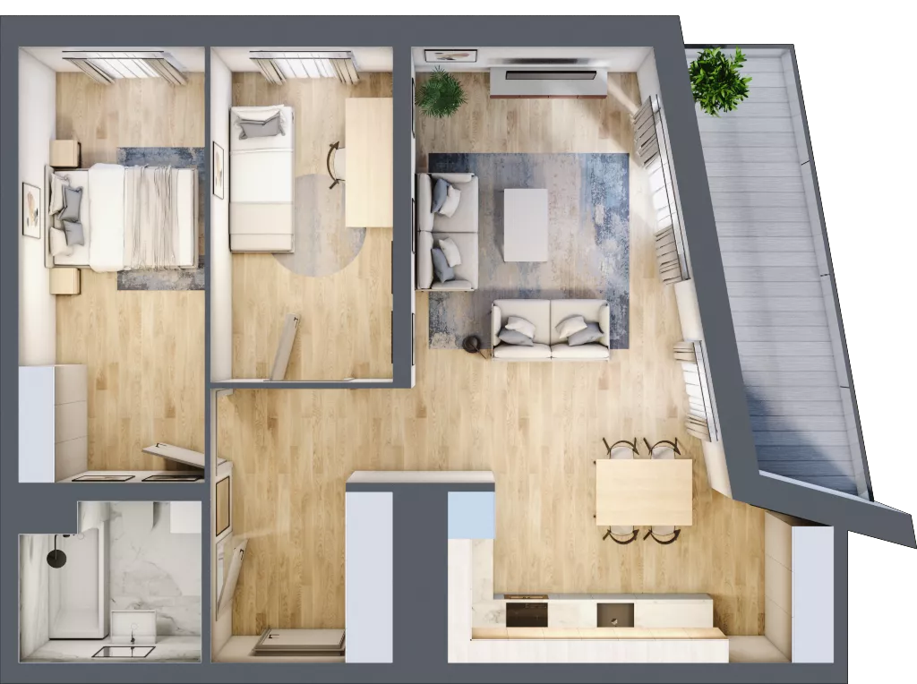 3 pokoje, mieszkanie 66,29 m², piętro 7, oferta nr B1.7.6, Emilii Plater 7, Szczecin, Śródmieście, Skolwin, ul. Miedziana 4