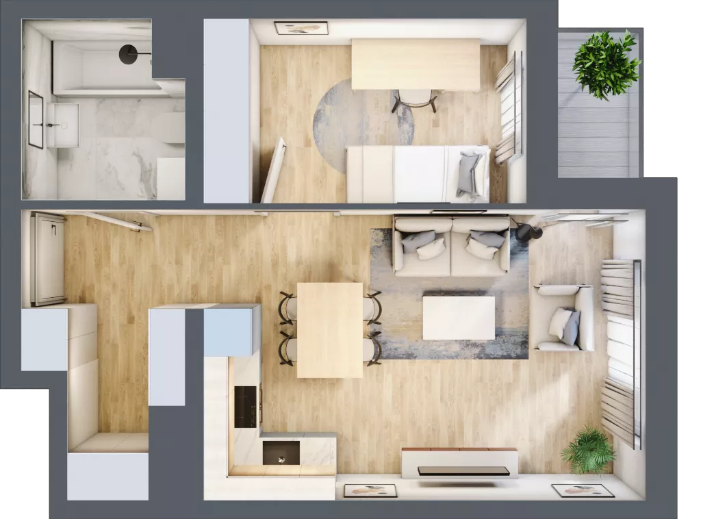 2 pokoje, mieszkanie 40,18 m², piętro 3, oferta nr B1.3.5, Emilii Plater 7, Szczecin, Śródmieście, Skolwin, ul. Miedziana 4