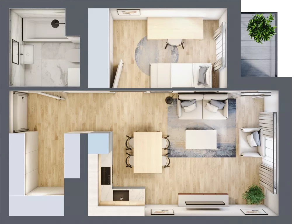 2 pokoje, mieszkanie 41,24 m², piętro 3, oferta nr B2.3.3, Emilii Plater 7, Szczecin, Śródmieście, Skolwin, ul. Miedziana 4