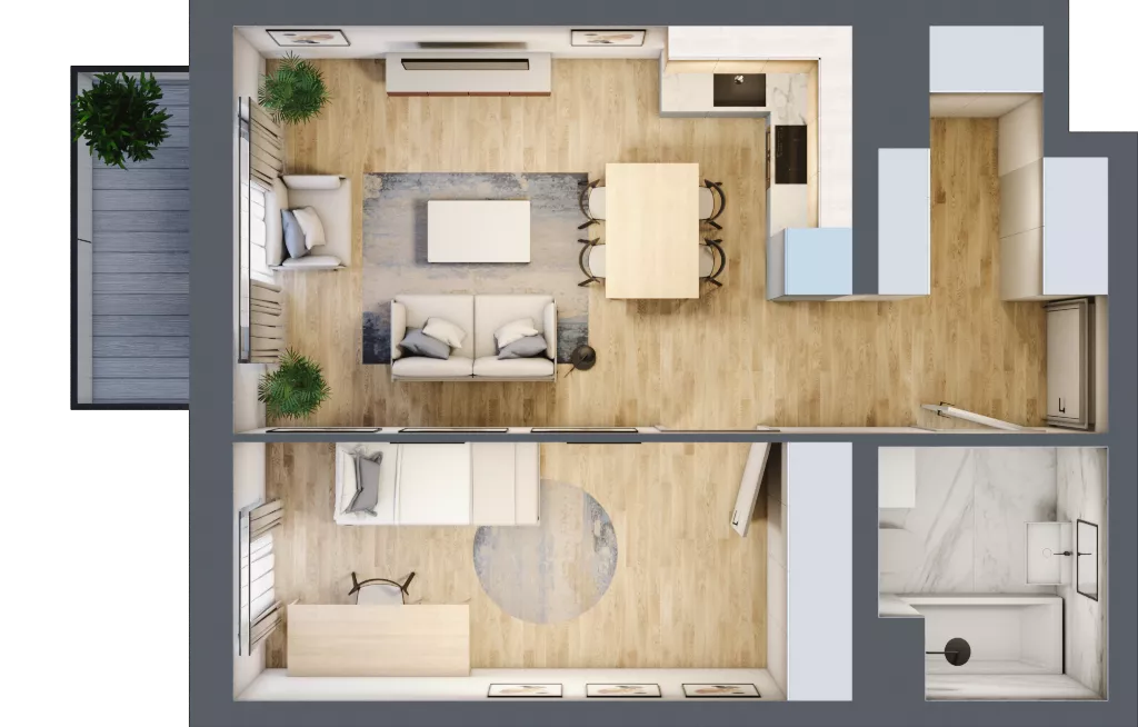 2 pokoje, mieszkanie 44,17 m², piętro 5, oferta nr B2.5.7, Emilii Plater 7, Szczecin, Śródmieście, Skolwin, ul. Miedziana 4