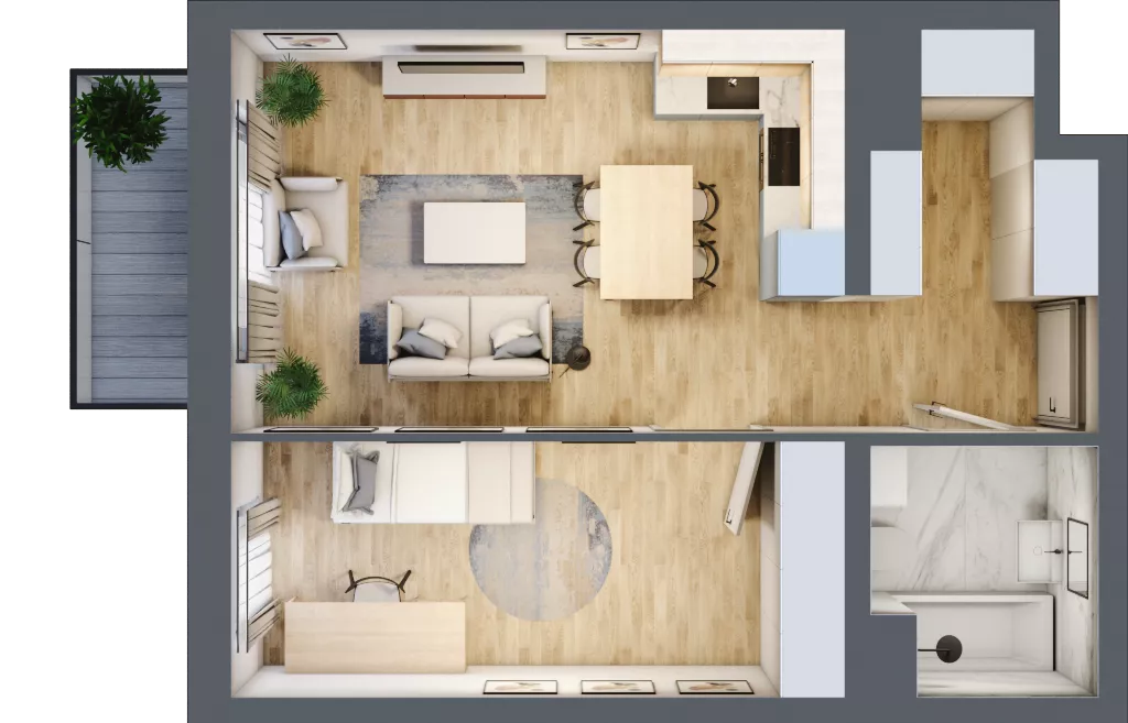 2 pokoje, mieszkanie 44,11 m², piętro 5, oferta nr B2.5.8, Emilii Plater 7, Szczecin, Śródmieście, Skolwin, ul. Miedziana 4
