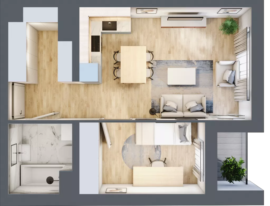 2 pokoje, mieszkanie 40,93 m², parter, oferta nr B2.0.2, Emilii Plater 7, Szczecin, Śródmieście, Skolwin, ul. Miedziana 4