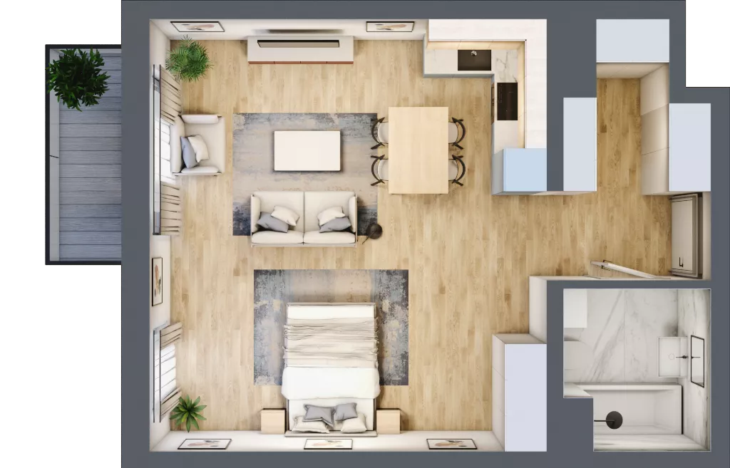 1 pokój, mieszkanie 44,13 m², piętro 3, oferta nr B2.3.8, Emilii Plater 7, Szczecin, Śródmieście, Skolwin, ul. Miedziana 4