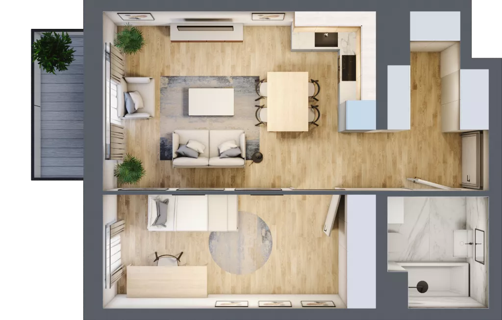 2 pokoje, mieszkanie 44,13 m², piętro 3, oferta nr B2.3.7, Emilii Plater 7, Szczecin, Śródmieście, Skolwin, ul. Miedziana 4
