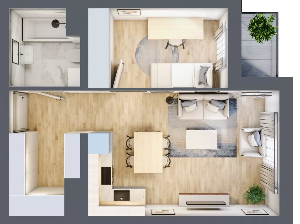 2 pokoje, mieszkanie 41,33 m², piętro 2, oferta nr B2.2.3, Emilii Plater 7, Szczecin, Śródmieście, Skolwin, ul. Miedziana 4