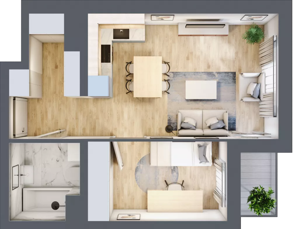 2 pokoje, mieszkanie 39,92 m², parter, oferta nr B2.0.3, Emilii Plater 7, Szczecin, Śródmieście, Skolwin, ul. Miedziana 4