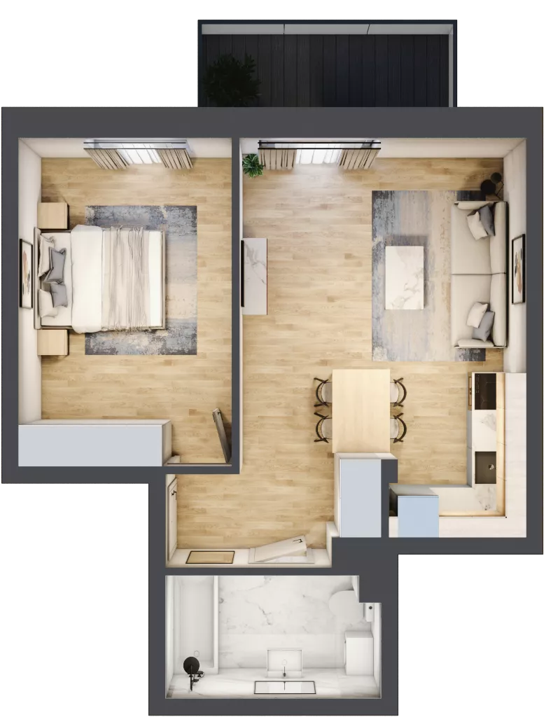 2 pokoje, mieszkanie 46,57 m², piętro 1, oferta nr 14, Szymanów Dom i Natura, Szymanów, Szymanów 7