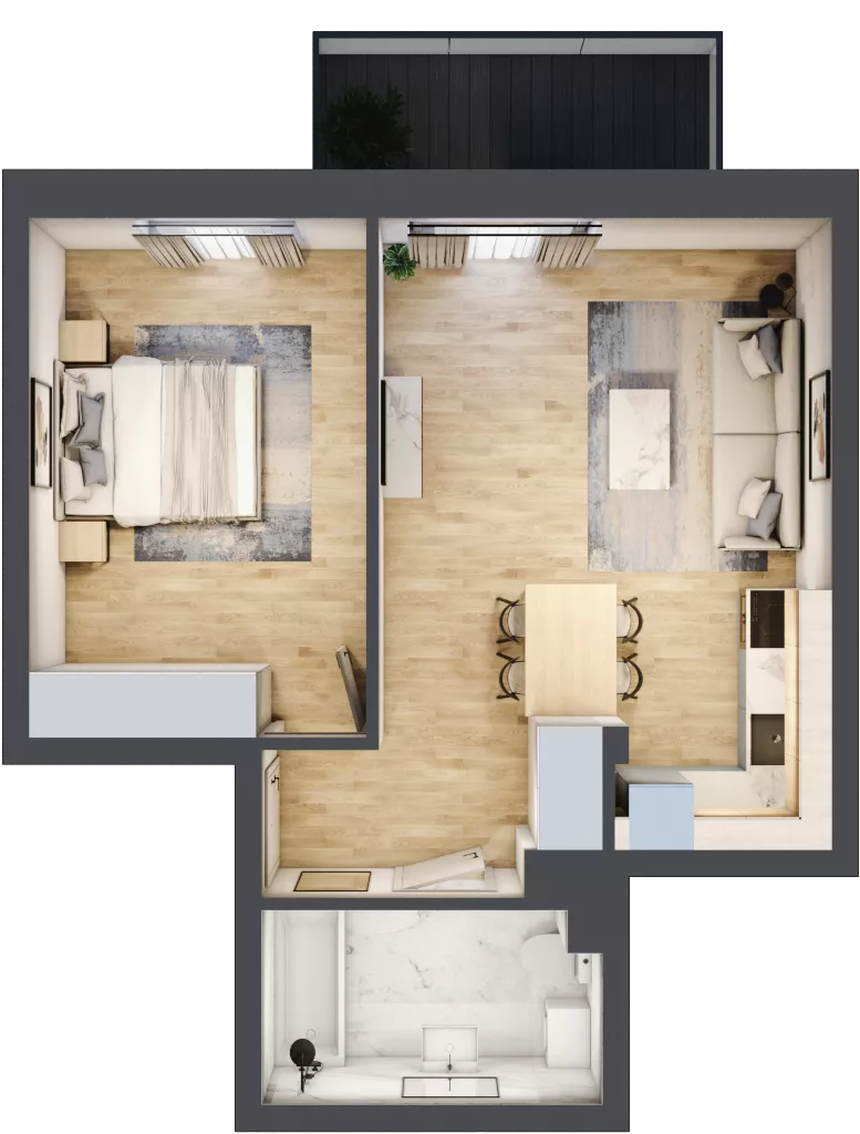 2 pokoje, mieszkanie 46,71 m², piętro 2, oferta nr 37, Szymanów Dom i Natura, Szymanów, Szymanów 7