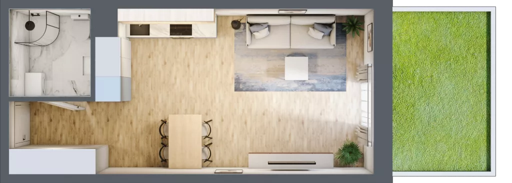 1 pokój, mieszkanie 34,31 m², parter, oferta nr 10, Na Skarpie, Łódź, Widzew, Sikawa, ul. Strążyska