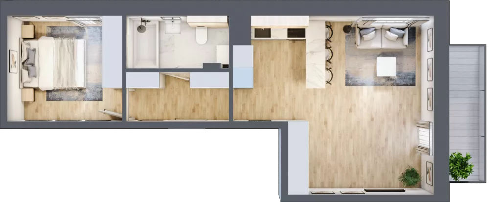2 pokoje, mieszkanie 47,78 m², piętro 1, oferta nr 25, Na Skarpie, Łódź, Widzew, Sikawa, ul. Strążyska