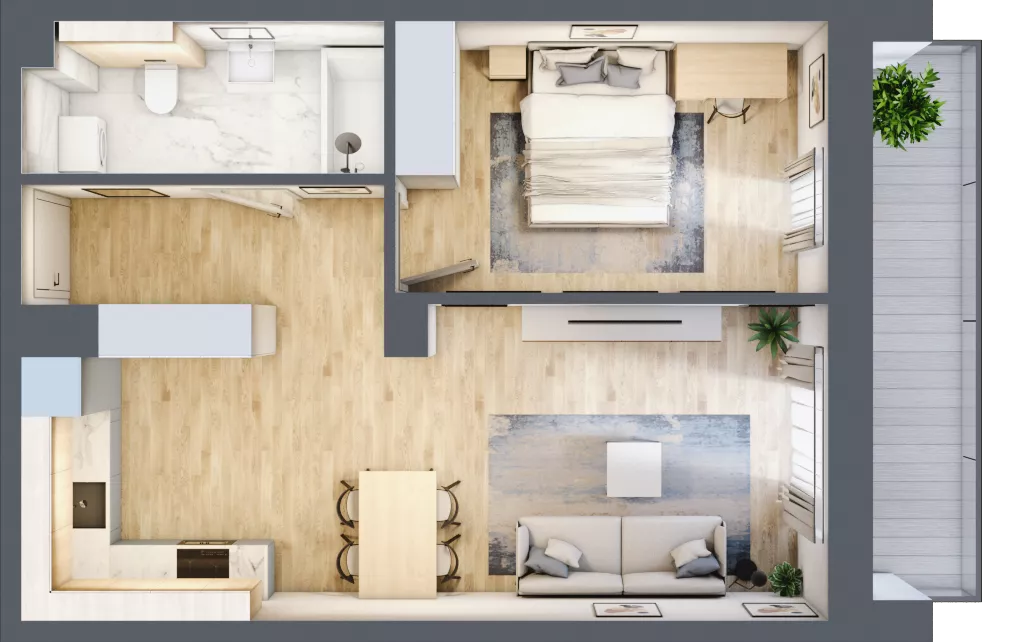 2 pokoje, mieszkanie 47,94 m², piętro 1, oferta nr 20, Na Skarpie, Łódź, Widzew, Sikawa, ul. Strążyska