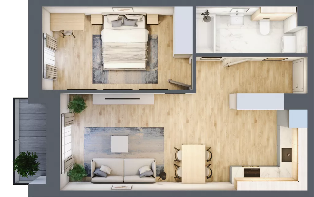 2 pokoje, mieszkanie 49,75 m², piętro 1, oferta nr 14, Na Skarpie, Łódź, Widzew, Sikawa, ul. Strążyska
