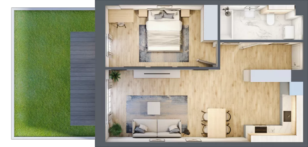 2 pokoje, mieszkanie 51,81 m², parter, oferta nr 3, Na Skarpie, Łódź, Widzew, Sikawa, ul. Strążyska