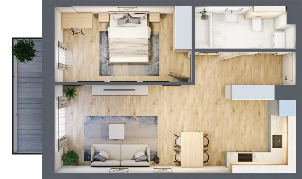2 pokoje, mieszkanie 51,54 m², piętro 1, oferta nr 15, Na Skarpie, Łódź, Widzew, Sikawa, ul. Strążyska