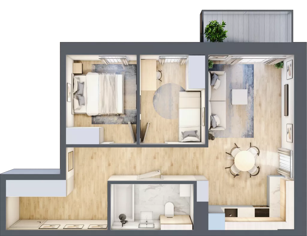 3 pokoje, mieszkanie 54,62 m², piętro 1, oferta nr 24, Na Skarpie, Łódź, Widzew, Sikawa, ul. Strążyska