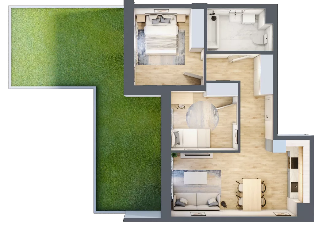 3 pokoje, mieszkanie 56,98 m², parter, oferta nr 4, Na Wspólnej, Wólka Grodziska, ul. Wspólna 5
