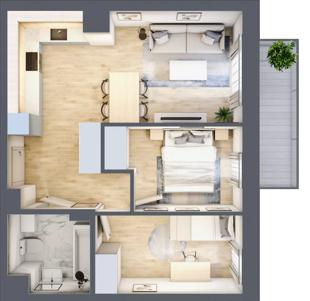 3 pokoje, mieszkanie 49,17 m², piętro 2, oferta nr 19, Na Wspólnej, Wólka Grodziska, ul. Wspólna 5