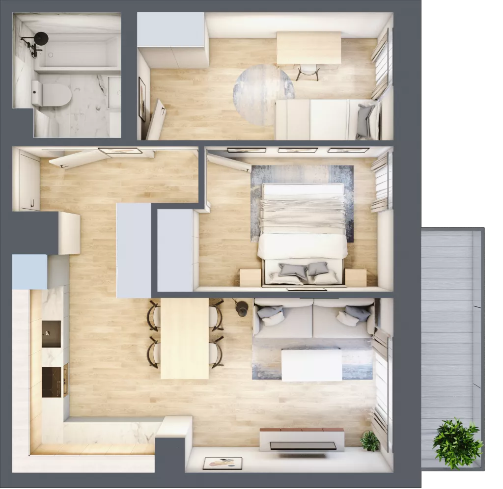 3 pokoje, mieszkanie 48,97 m², piętro 2, oferta nr 21, Na Wspólnej, Wólka Grodziska, ul. Wspólna 5