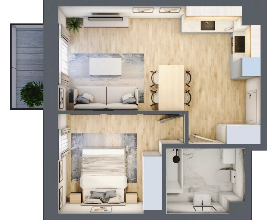 2 pokoje, mieszkanie 41,23 m², piętro 4, oferta nr 46, Na Wspólnej, Wólka Grodziska, ul. Wspólna 5