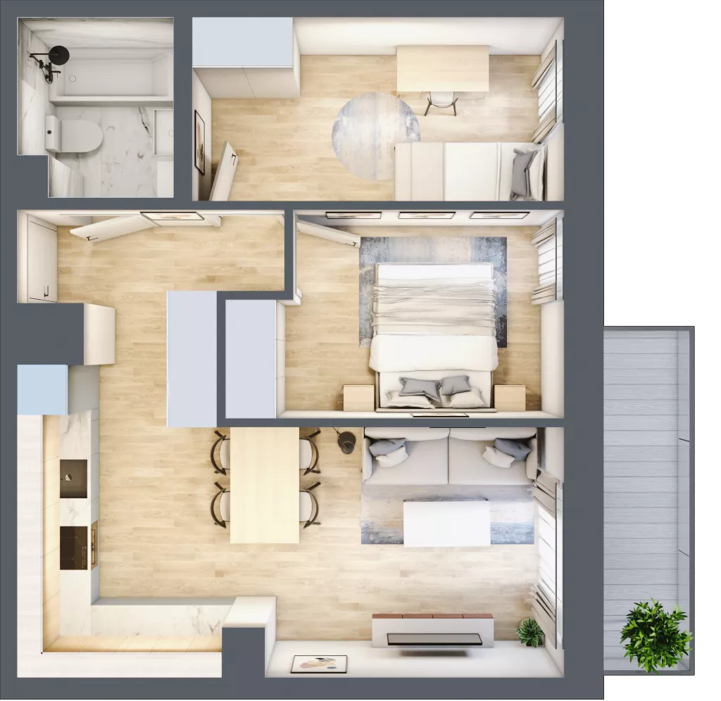 3 pokoje, mieszkanie 49,09 m², piętro 5, oferta nr 54, Na Wspólnej, Wólka Grodziska, ul. Wspólna 5