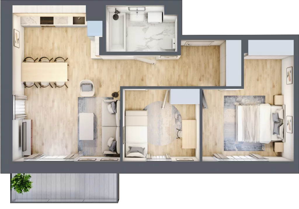 3 pokoje, mieszkanie 59,99 m², piętro 1, oferta nr 75, Na Wspólnej, Wólka Grodziska, ul. Wspólna 5