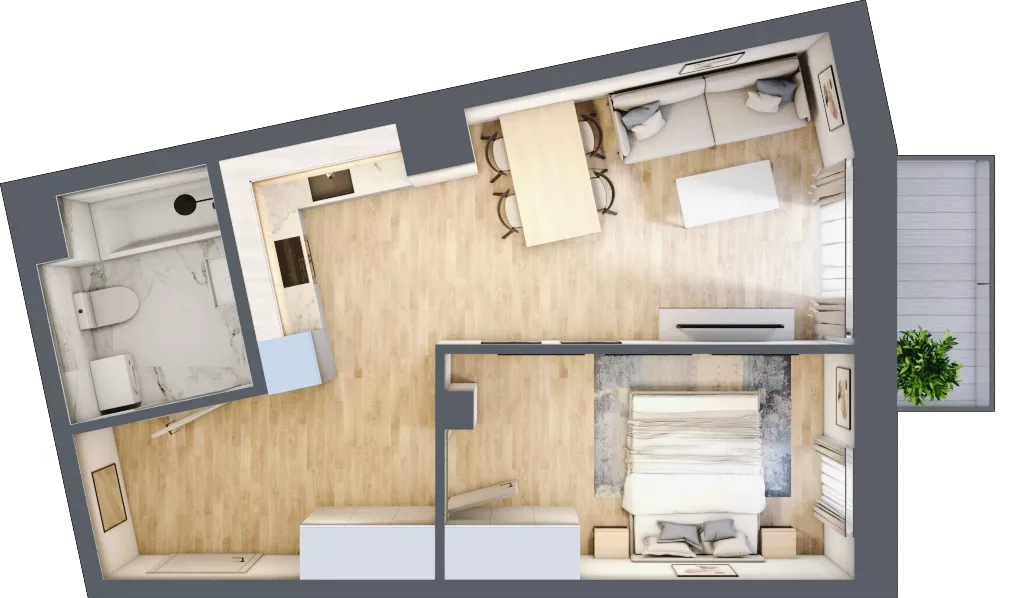 2 pokoje, mieszkanie 43,46 m², piętro 1, oferta nr 81, Na Wspólnej, Wólka Grodziska, ul. Wspólna 5