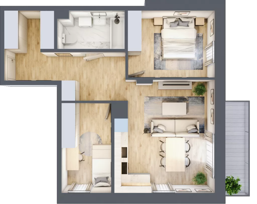 3 pokoje, mieszkanie 60,40 m², piętro 2, oferta nr 85, Na Wspólnej, Wólka Grodziska, ul. Wspólna 5