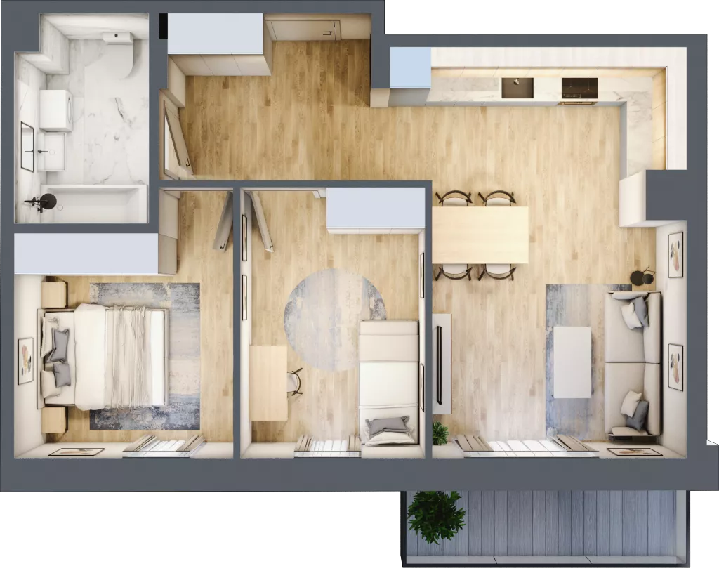 3 pokoje, mieszkanie 60,20 m², piętro 3, oferta nr 95, Na Wspólnej, Wólka Grodziska, ul. Wspólna 5