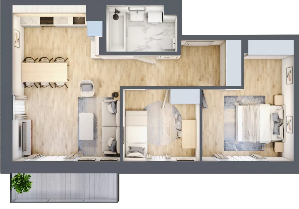 3 pokoje, mieszkanie 59,99 m², piętro 3, oferta nr 97, Na Wspólnej, Wólka Grodziska, ul. Wspólna 5