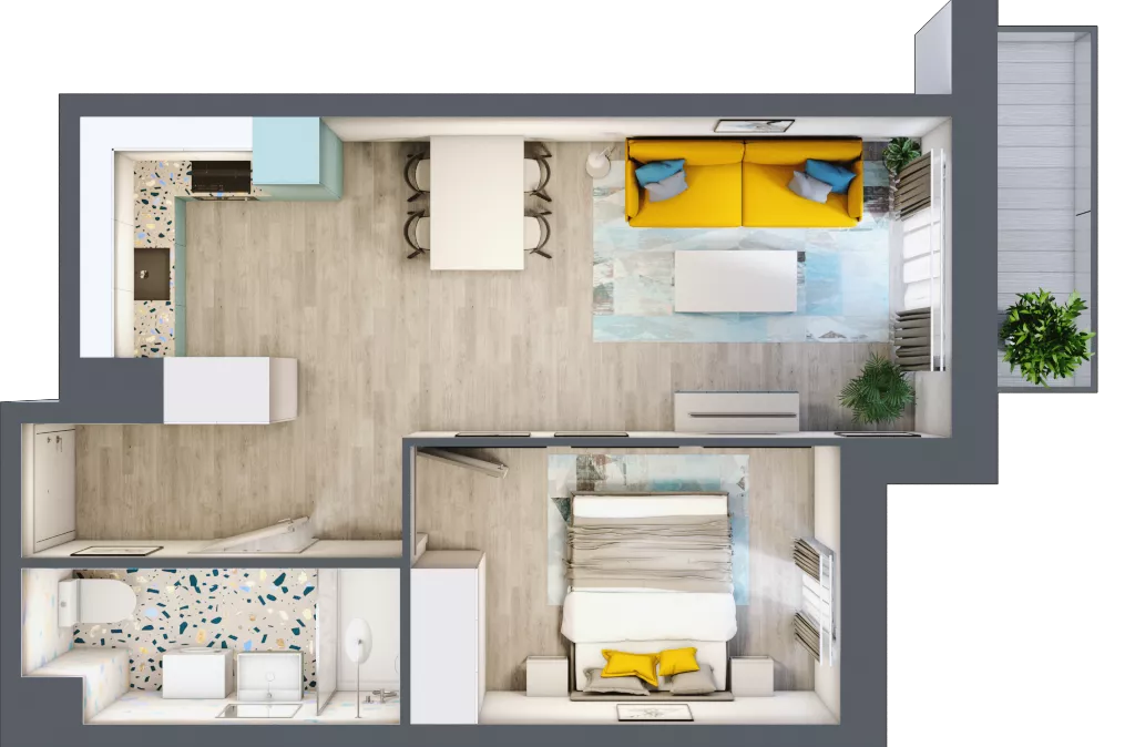 2 pokoje, mieszkanie 40,11 m², piętro 3, oferta nr 36, Julianów Verde, Julianów, ul. Urbanistów