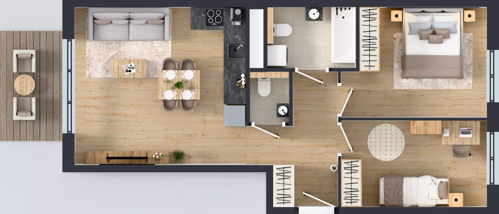 3 pokoje, mieszkanie 57,68 m², piętro 5, oferta nr D.055, Centralna Vita etap III, Kraków, Czyżyny, ul. Ciesielskiego
