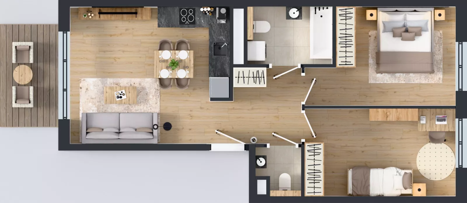 3 pokoje, mieszkanie 56,48 m², piętro 2, oferta nr D.082, Centralna Vita etap III, Kraków, Czyżyny, ul. Ciesielskiego