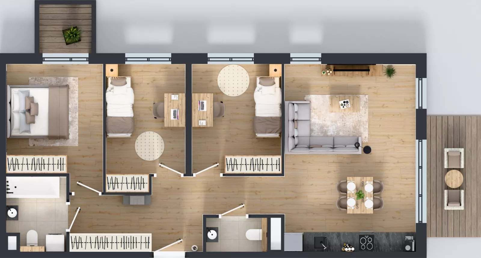 4 pokoje, mieszkanie 77,69 m², piętro 3, oferta nr D.087, Centralna Vita etap III, Kraków, Czyżyny, ul. Ciesielskiego
