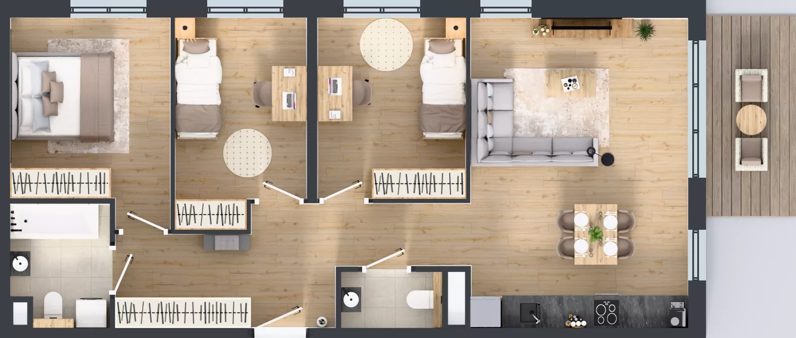4 pokoje, mieszkanie 77,69 m², piętro 4, oferta nr D.091, Centralna Vita etap III, Kraków, Czyżyny, ul. Ciesielskiego