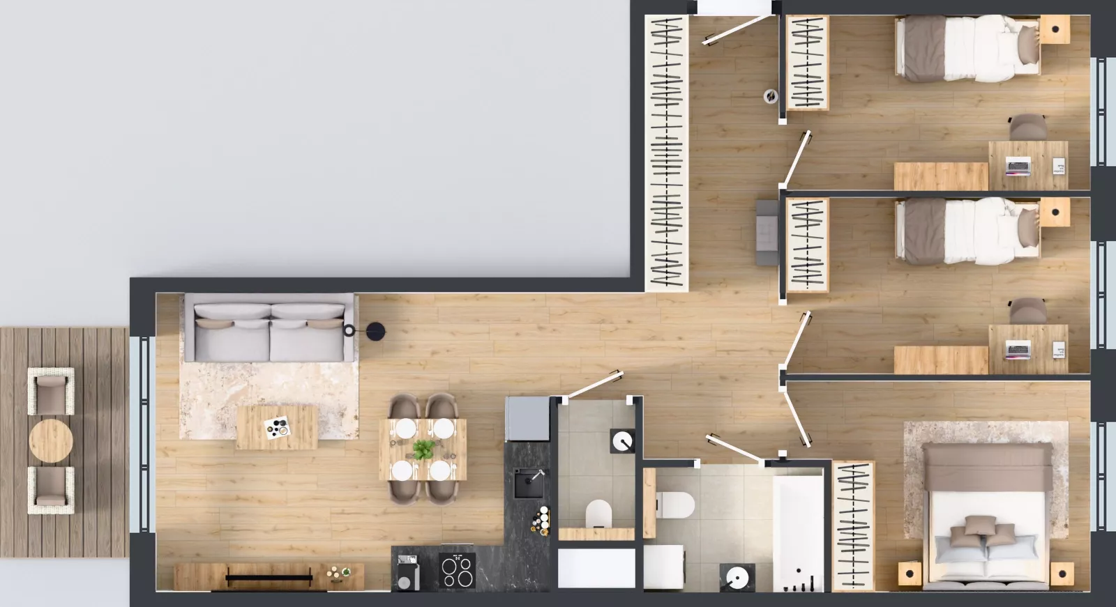 4 pokoje, mieszkanie 72,52 m², piętro 2, oferta nr D.201, Centralna Vita etap III, Kraków, Czyżyny, ul. Ciesielskiego