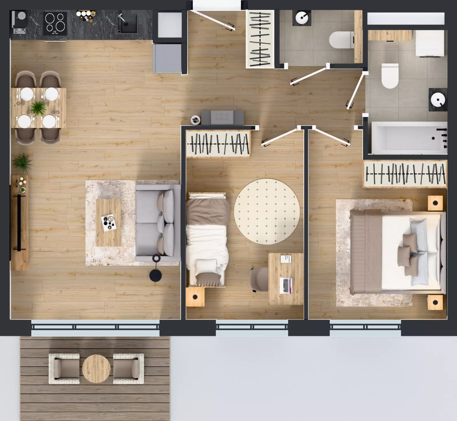 3 pokoje, mieszkanie 56,75 m², piętro 2, oferta nr D.202, Centralna Vita etap III, Kraków, Czyżyny, ul. Ciesielskiego