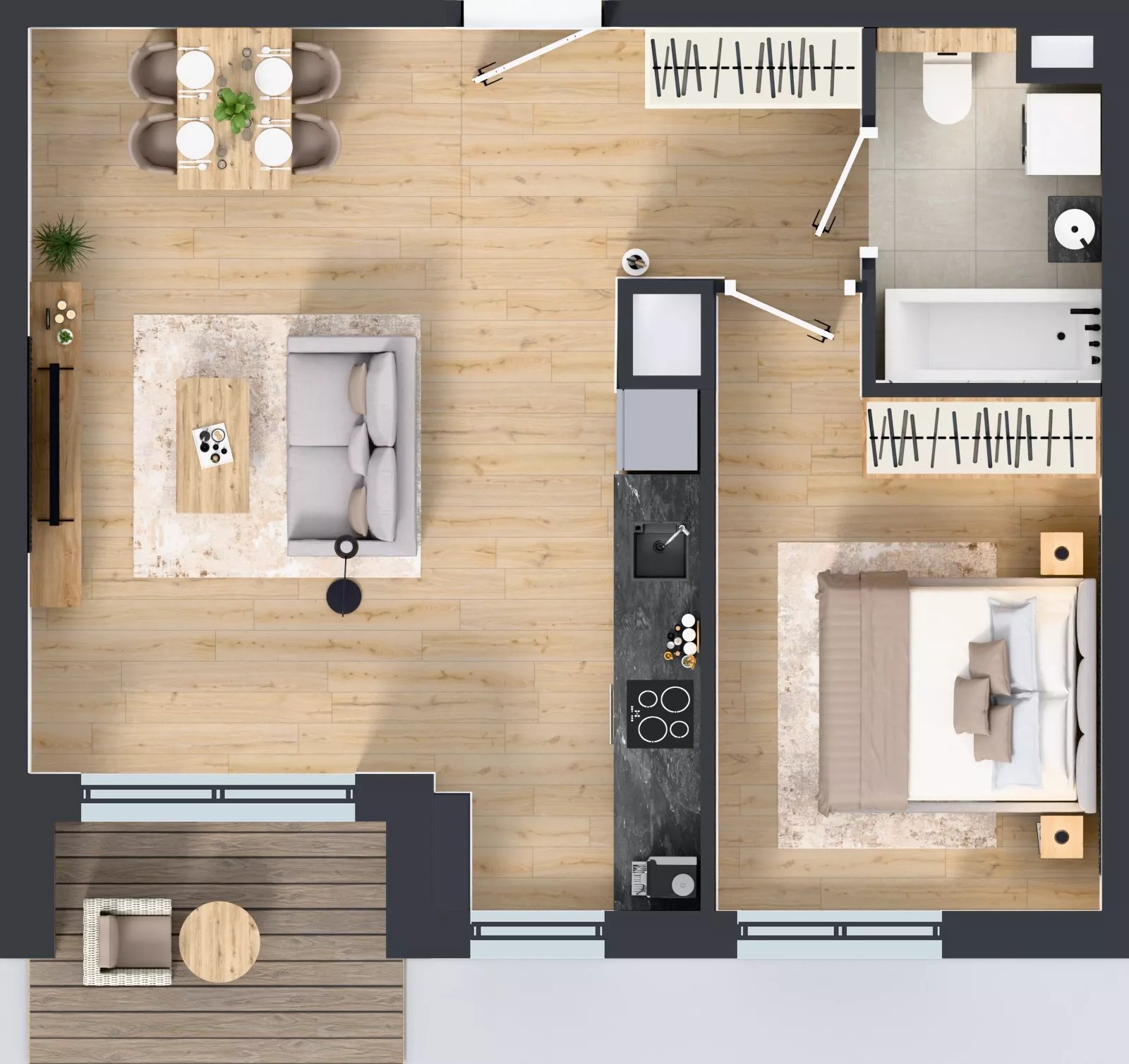 2 pokoje, mieszkanie 46,51 m², piętro 6, oferta nr D.241, Centralna Vita etap III, Kraków, Czyżyny, ul. Ciesielskiego