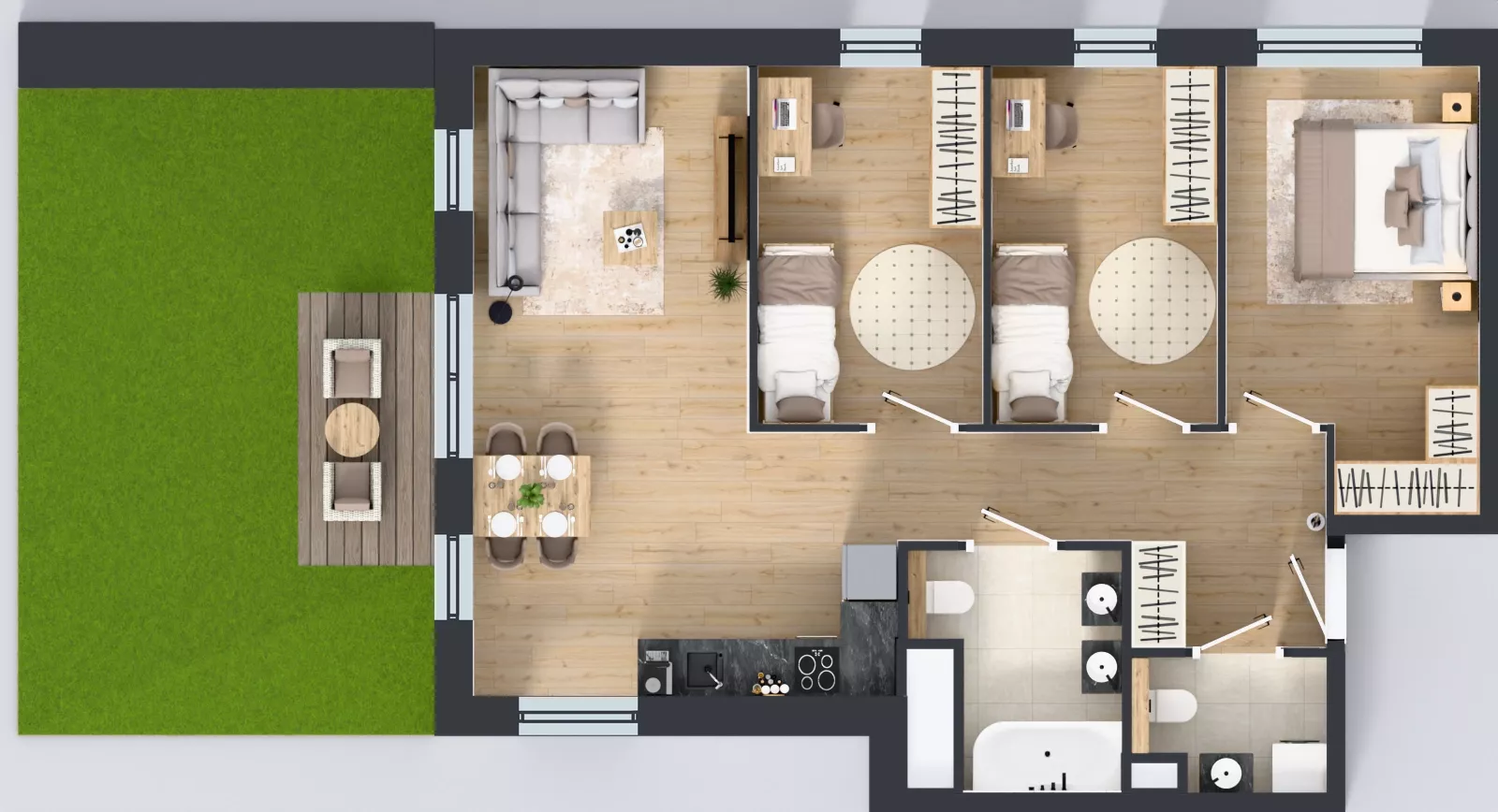 4 pokoje, mieszkanie 74,32 m², piętro 1, oferta nr B.1.1, Żywiecka Vita, Gdańsk, Wrzeszcz, Wrzeszcz Dolny, ul. Żywiecka 2C