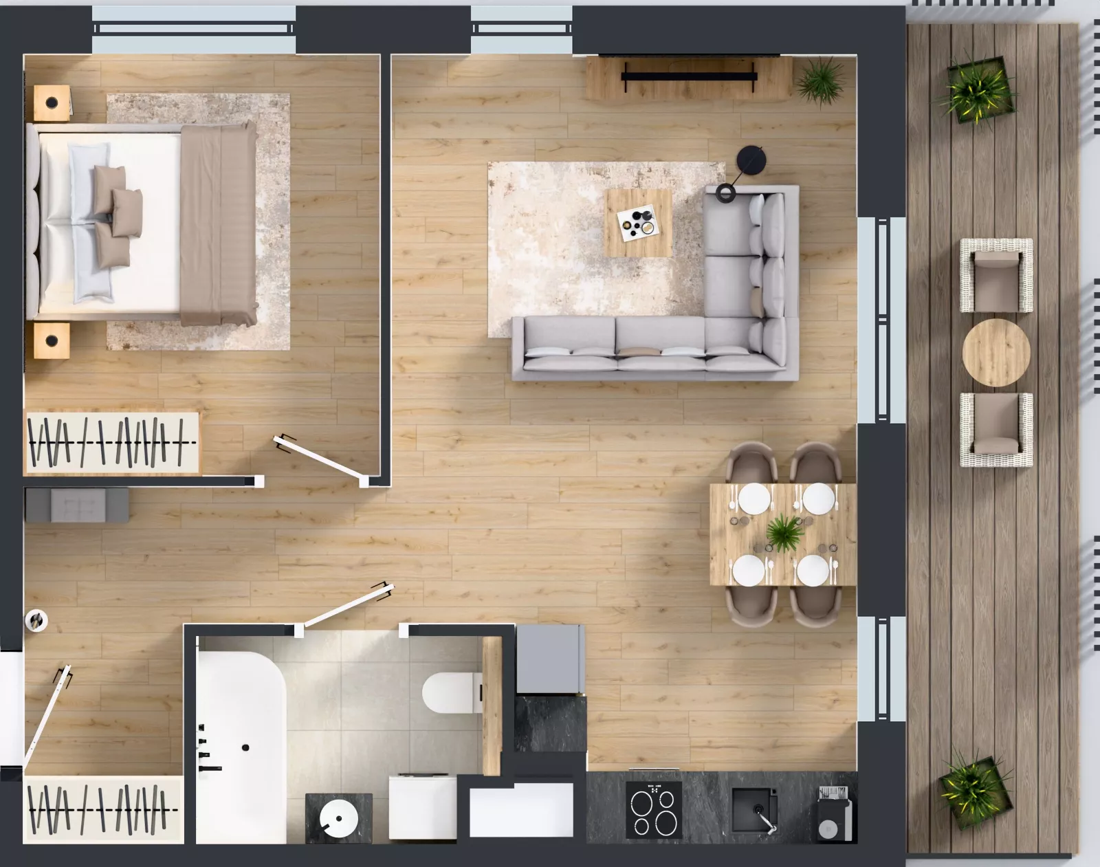 2 pokoje, mieszkanie 48,60 m², piętro 1, oferta nr B.1.2, Żywiecka Vita, Gdańsk, Wrzeszcz, Wrzeszcz Dolny, ul. Żywiecka 2C