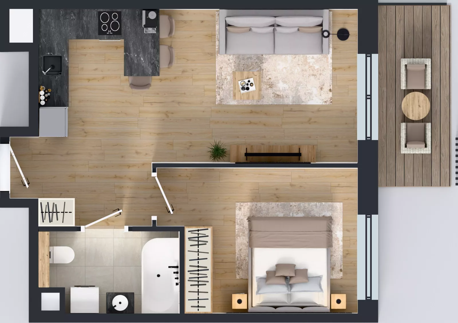 2 pokoje, mieszkanie 42,50 m², piętro 1, oferta nr B.1.3, Żywiecka Vita, Gdańsk, Wrzeszcz, Wrzeszcz Dolny, ul. Żywiecka 2C