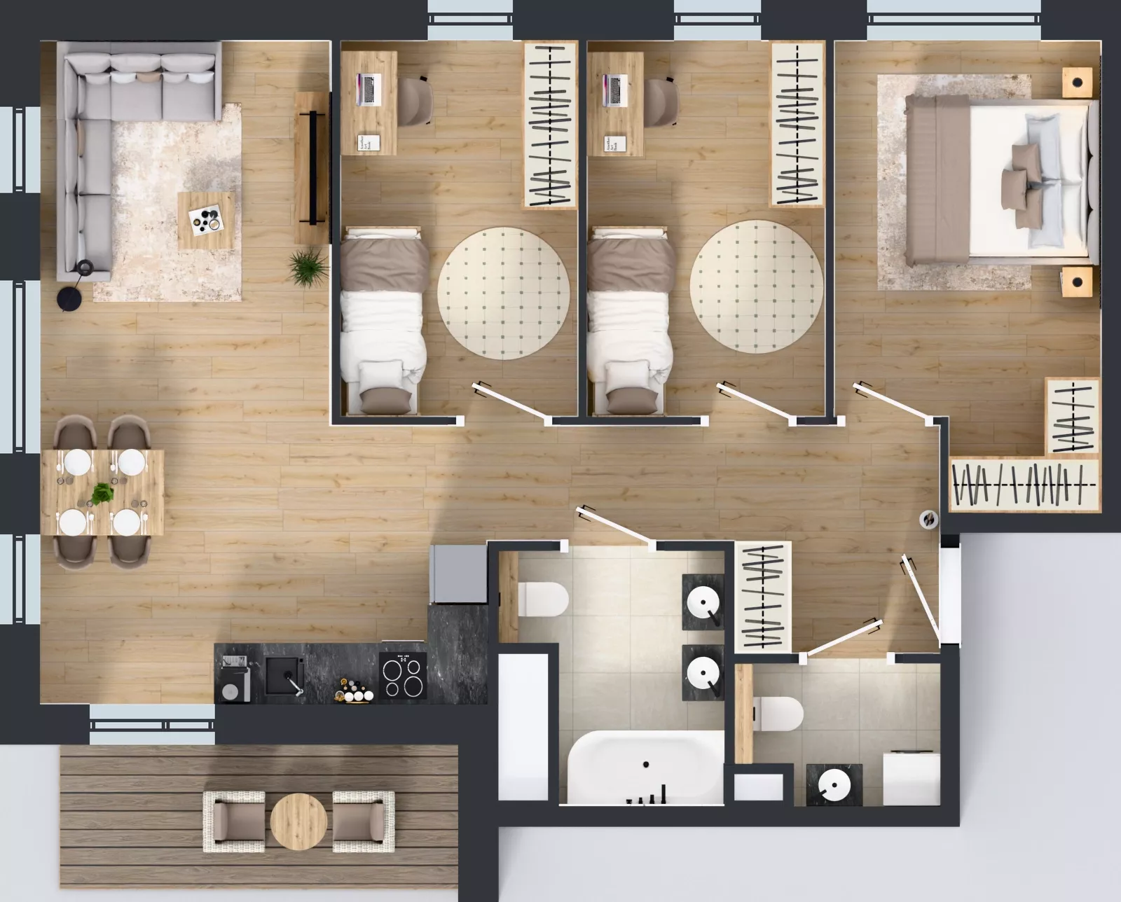 4 pokoje, mieszkanie 74,32 m², piętro 2, oferta nr B.2.1, Żywiecka Vita, Gdańsk, Wrzeszcz, Wrzeszcz Dolny, ul. Żywiecka 2C