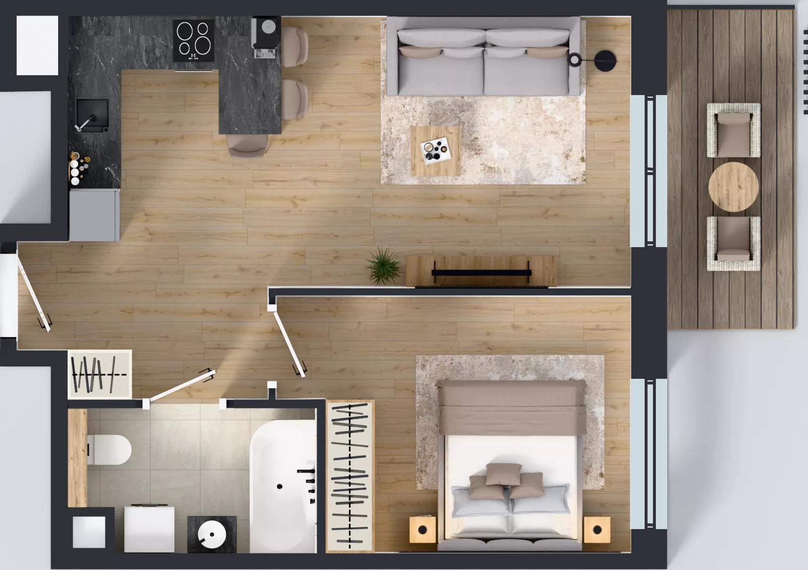 2 pokoje, mieszkanie 42,50 m², piętro 3, oferta nr B.3.3, Żywiecka Vita, Gdańsk, Wrzeszcz, Wrzeszcz Dolny, ul. Żywiecka 2C